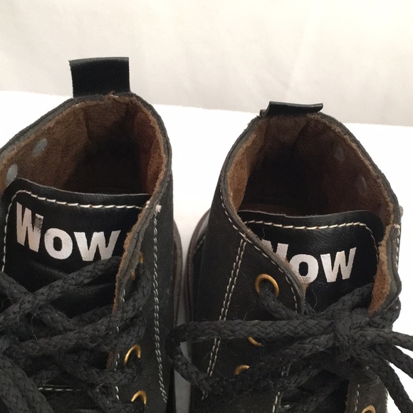 Girls black lace up ankle boots. WOW on tongue M side thirteen on heel size 13 - Picture 7 of 7